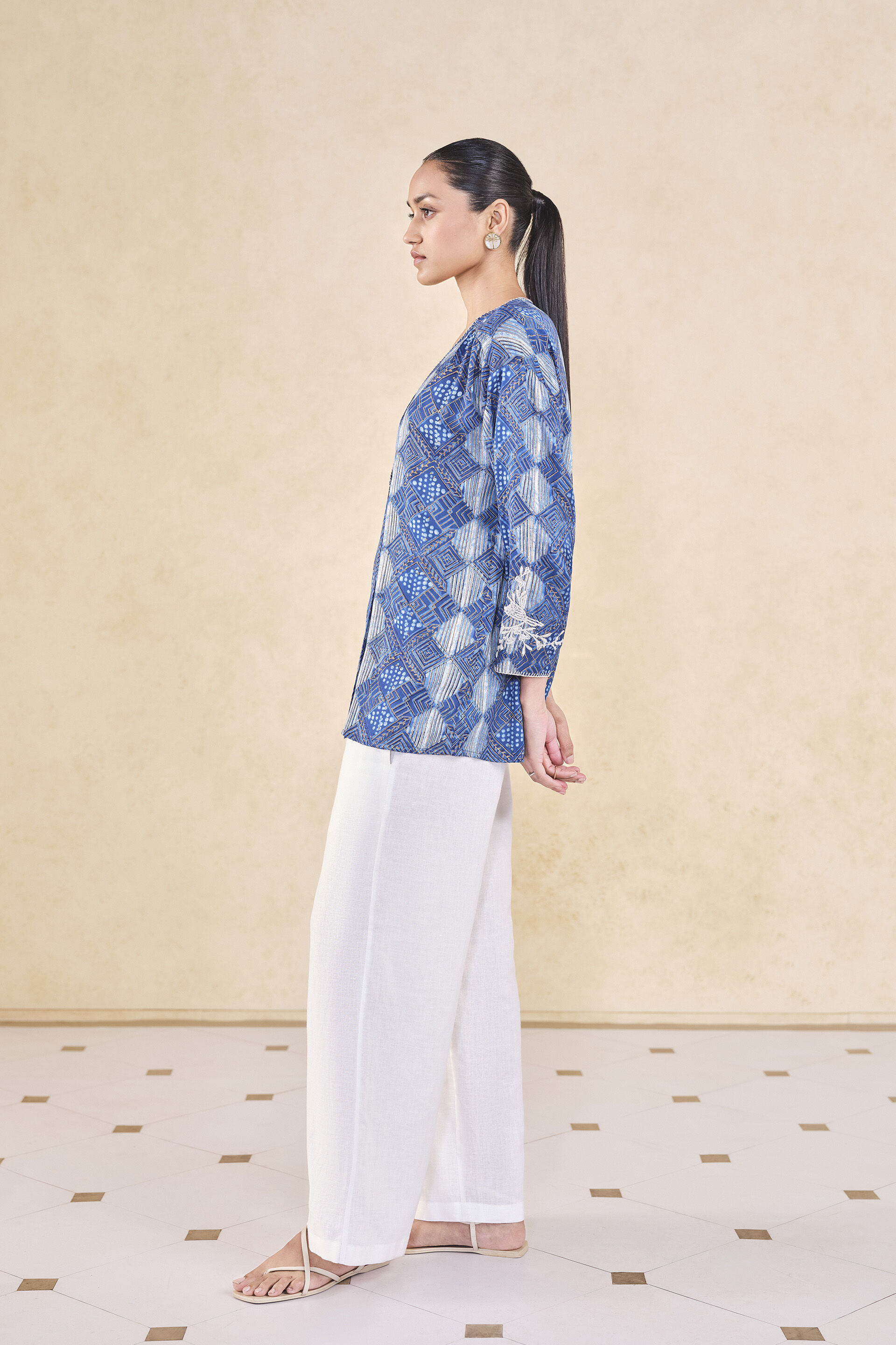 Landscape Handcrafted Dabu Top - Blue, Blue, image 3